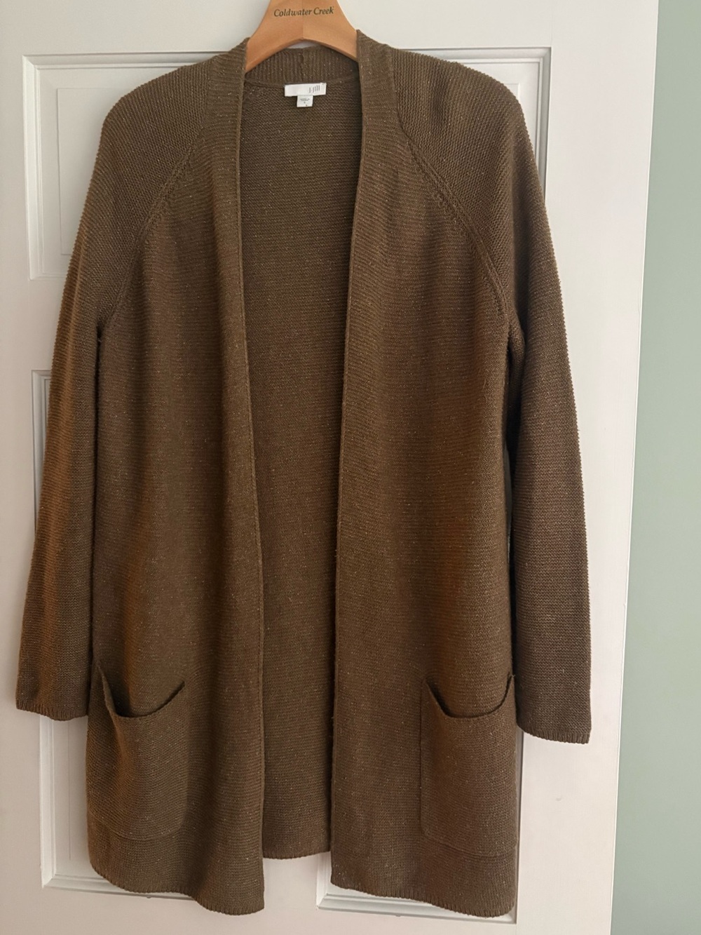 J. Jill Open-Front Chestnut Brown Knit Cardigan